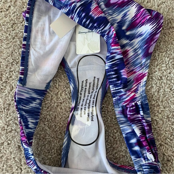 Tommy Bahama Ikat Mirage Side Shirred Bikini Bottom in Blue Monday - Picture 6 of 10